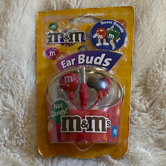 M&M's M&M Maxell Lightweight Red Stereo Audio Ear Buds (no storage case) NWT - Picture 2 of 5